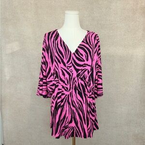 Dear Scarlett Bold & Flattering Vibrant Pink & Black Zebra Print Top